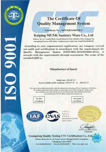 Certificat de système de gestion de la qualité ISO9001
